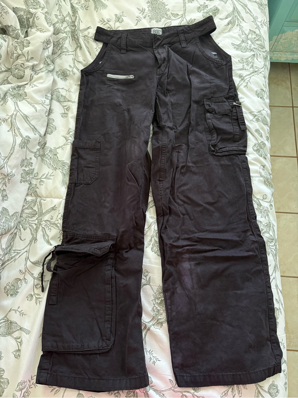 BDG Black Acid Wash Cargo Pants